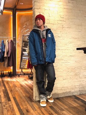 「blue」｜「アイテム（パーカー）」を使った、カンジさん（メンズ・167cm）の秋コーディネート