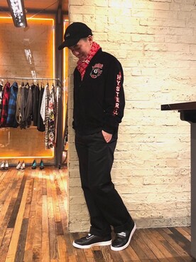 「HYSTERIC GLAMOUR（ヒステリックグラマー）のアイテム（バンダナ/スカーフ）」を使った、カンジさん（メンズ・167cm）の冬コーディネート
