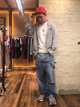 「HYSTERIC GLAMOUR（ヒステリックグラマー）のアイテム（サロペット/オーバーオール）」を使った、カンジさん（メンズ・167cm）の秋コーディネート