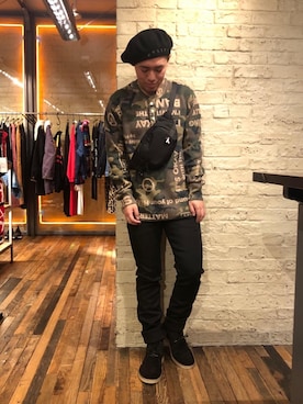 「カモ柄」｜「アイテム（ハンチング/ベレー帽）」を使った、カンジさん（メンズ・167cm）の秋コーディネート