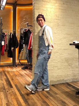 「HYSTERIC GLAMOUR（ヒステリックグラマー）のアイテム（サロペット/オーバーオール）」を使った、カンジさん（メンズ・167cm）の秋コーディネート