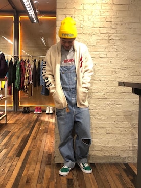 「HYSTERIC GLAMOUR（ヒステリックグラマー）のアイテム（サロペット/オーバーオール）」を使った、カンジさん（メンズ・167cm）の冬コーディネート