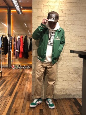 「アイテム（スタジャン）」を使った、カンジさん（メンズ・167cm）の冬コーディネート