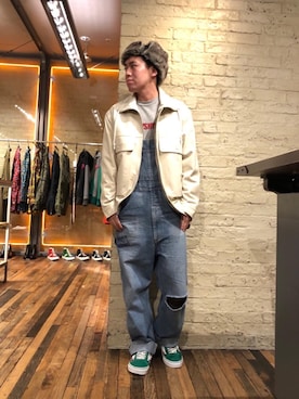 「HYSTERIC GLAMOUR（ヒステリックグラマー）のアイテム（サロペット/オーバーオール）」を使った、カンジさん（メンズ・167cm）の冬コーディネート