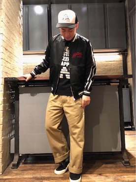 「ロックコーデ」｜「アイテム（キャップ）」を使った、カンジさん（メンズ・167cm）の秋コーディネート