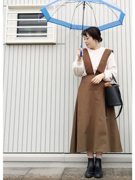 「sankyo shokai（サンキョウショウカイ）のアイテム（レインシューズ）」を使った、ａｙａさん（レディース・165cm）の冬コーディネート
