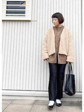 「Another Edition（アナザーエディション）のアイテム（ノーカラージャケット）」を使った、ａｙａさん（レディース・165cm）の秋コーディネート