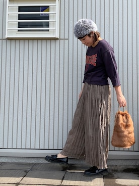 「アイテム（ハンチング/ベレー帽、シルバー系）」を使った、ａｙａさん（レディース・165cm）の春コーディネート