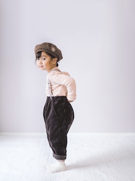 「petit main」｜「アイテム（ハンチング/ベレー帽）」を使った、Sᴀɴᴀ𐂃さん（キッズ・100cm）の冬コーディネート