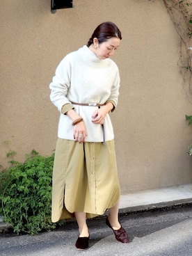 「NOMBRE IMPAIR（ノンブルアンペール）のアイテム（シャツワンピース）」を使った、iitsuka.さん（レディース・158cm）の秋コーディネート