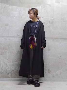 「casselini」｜「アイテム（チェスターコート）」を使った、mika muraoさん（レディース・159cm）の秋コーディネート
