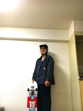 「Super Duper（スーパーデューパー）のアイテム（帽子）」を使った、蕎麦筋太郎さん（メンズ・163cm）の秋コーディネート
