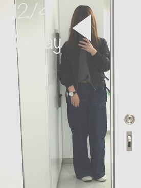 「WC（ダブル シー）のアイテム（MA-1）」を使った、heyさん（レディース・160cm）の冬コーディネート