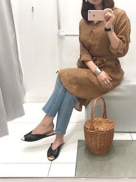 「アイテム（シャツワンピース）」を使った、.さん（レディース・156cm・20代）の春コーディネート