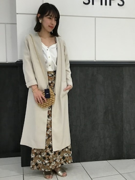 「SHIPS for women」｜「アイテム（トレンチコート）」を使った、大塚さん（レディース・164cm）の春コーディネート