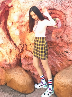 「WEGO（ウィゴー）のアイテム（スカート、イエロー系）」を使った、あ、Alinaさん（レディース・165cm）の秋コーディネート