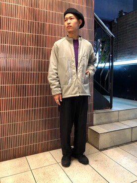「and wander（アンドワンダー）のアイテム（ブルゾン）」を使った、ウルフサイキさん（メンズ・167cm）の秋コーディネート