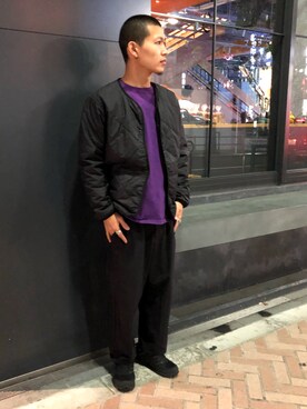 「中綿」｜「アイテム（ブルゾン）」を使った、ウルフサイキさん（メンズ・167cm）の秋コーディネート