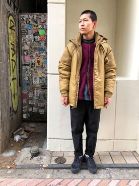 「MANASTASH（マナスタッシュ）のアイテム（ジャケット/アウター）」を使った、ウルフサイキさん（メンズ・167cm）の冬コーディネート