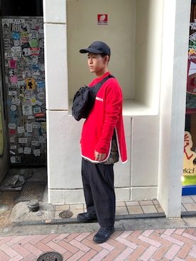 「dbsw（ドリンクビールセイブウォーター）のアイテム（スウェット）」を使った、ウルフサイキさん（メンズ・167cm）の冬コーディネート