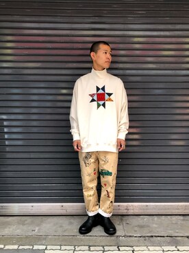 「ボヘミアンズ」｜「アイテム（スウェット）」を使った、ウルフサイキさん（メンズ・167cm）の秋コーディネート