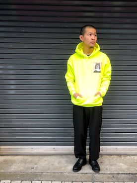 「AlexanderLeeChang（アレキサンダーリーチャン）のアイテム（パーカー）」を使った、ウルフサイキさん（メンズ・167cm）の秋コーディネート