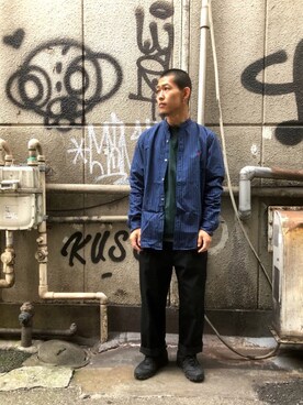 「ボヘミアンズ」｜「アイテム（シャツ/ブラウス）」を使った、ウルフサイキさん（メンズ・167cm）の冬コーディネート