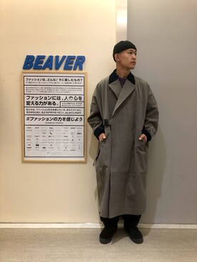 「MANASTASH」｜「アイテム（ピーコート）」を使った、ウルフサイキさん（メンズ・167cm）の秋コーディネート
