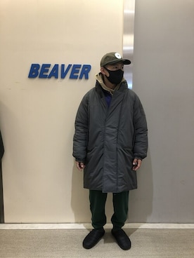 「MANASTASH（マナスタッシュ）のアイテム（スウェットパンツ）」を使った、ウルフサイキさん（メンズ・167cm）の冬コーディネート