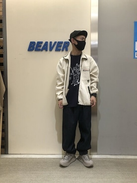「MANASTASH（マナスタッシュ）のアイテム（ブルゾン）」を使った、ウルフサイキさん（メンズ・167cm）の冬コーディネート