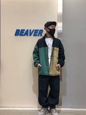 「MANASTASH（マナスタッシュ）のアイテム（ブルゾン）」を使った、ウルフサイキさん（メンズ・167cm）の冬コーディネート