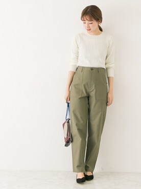 「クルーネックニット」｜airiさん（レディース・160cm）の夏コーディネート