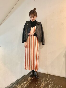 「URBAN RESEARCH（アーバンリサーチ）のアイテム（ライダースジャケット）」を使った、airiさん（レディース・160cm）の冬コーディネート