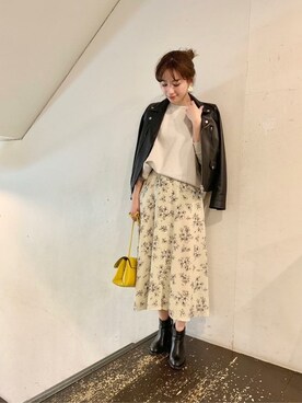 「URBAN RESEARCH（アーバンリサーチ）のアイテム（ライダースジャケット）」を使った、airiさん（レディース・160cm）の冬コーディネート