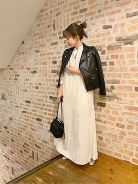 「URBAN RESEARCH（アーバンリサーチ）のアイテム（ライダースジャケット）」を使った、airiさん（レディース・160cm）の春コーディネート