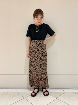 「URBAN RESEARCH（アーバンリサーチ）のプリントマキシスカート（スカート）」を使った、airiさん（レディース・160cm）の夏コーディネート
