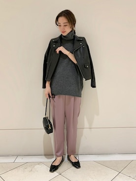 「URBAN RESEARCH（アーバンリサーチ）のアイテム（ライダースジャケット）」を使った、airiさん（レディース・160cm）の秋コーディネート