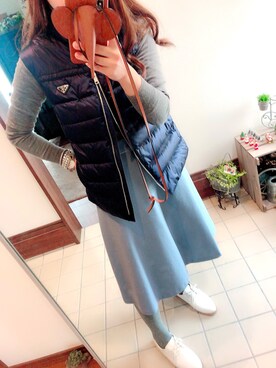 「PRADA（プラダ）のアイテム（ジャケット/アウター）」を使った、mamicha!!さん（レディース・150cm）の秋コーディネート