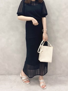 「ニットセットアップ」｜「アイテム（その他）」を使った、maikoさん（レディース・158cm）の夏コーディネート