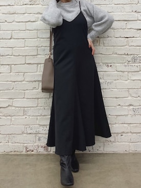 「黒ワンピ」｜「アイテム（その他）」を使った、maikoさん（レディース・158cm）の冬コーディネート