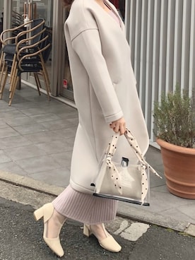 「白コート」｜「アイテム（その他）」を使った、maikoさん（レディース・158cm）の冬コーディネート