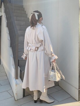 「トレンチ」｜「アイテム（その他）」を使った、maikoさん（レディース・158cm）の冬コーディネート