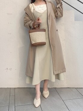 「トレンチ」｜「アイテム（その他）」を使った、maikoさん（レディース・158cm）の春コーディネート