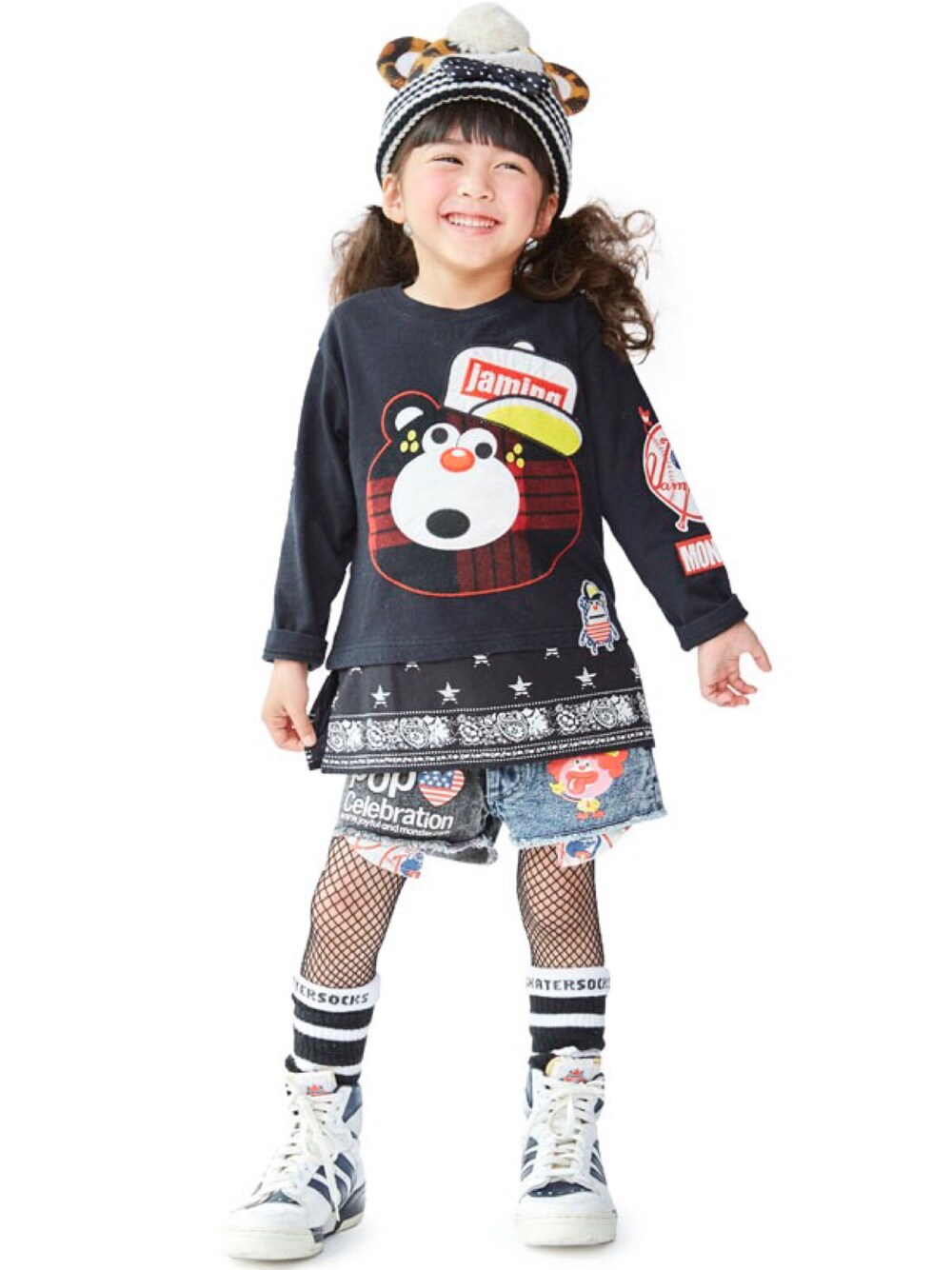 「カジュアル、kids、休日スタイル、子供服、キッズコーデ、カジュアルコーデ、JAM 、ジャム、クマテンチョー、グラスラ」｜「JAMのポケテンニットｃａｐ（ニットキャップ/ビーニー、その他）」を使った、storiesさん（キッズ・110cm）の夏コーディネートの1枚目の写真