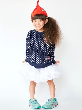 「STORIES（ストーリーズ）のアイテム（帽子）」を使った、storiesさん（キッズ・110cm）の秋コーディネート