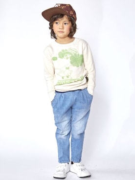 「アイテム（キャップ）」を使った、storiesさん（キッズ・110cm）の秋コーディネート