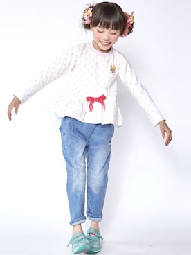 「アイテム（チュニック）」を使った、storiesさん（キッズ・110cm）の秋コーディネート