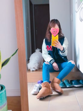 「GRL（グレイル）のアイテム（スタジャン）」を使った、juntanさん（レディース・154cm）の秋コーディネート