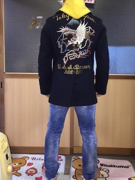 「Buzz Rickson's（バズリクソンズ）のアイテム（ピーコート）」を使った、ゆずりんさん（メンズ・167cm）の秋コーディネート