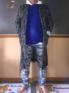 「DIESEL（ディーゼル）のアイテム（チェスターコート）」を使った、ゆずりんさん（メンズ・167cm）の冬コーディネート